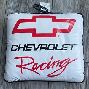 Vintage Chevrolet Racing Vinyl White Stadium Cushion